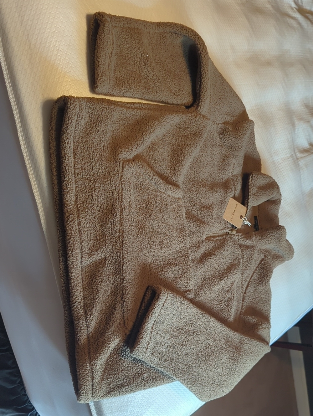 Blu Pepper Taupe Teddy Sherpa Pullover Jacket